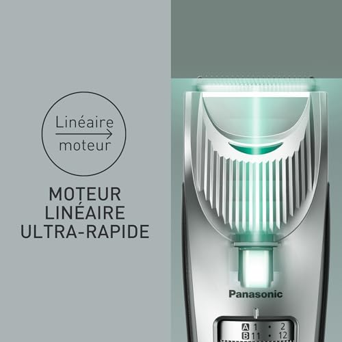 Panasonic ER-SC60-S803 Tondeuse à Cheveux pour Hommes, Portable Sans Fil et Étanche, Lames Supérieures, 20 Longueurs Réglables, 2 Accessoires, Avec ou Sans Fil, Socle de Chargement, Argenté – Image 7
