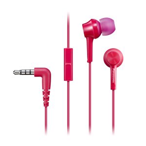 Panasonic Ecouteurs RP-TCM115E-P I Aimant neodyme Micro + touche d'appel Design ergo fit rose - Version Française