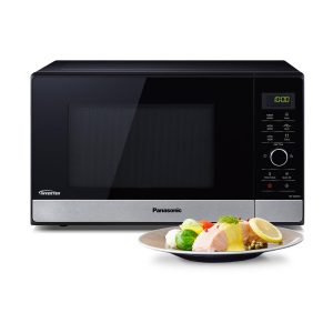 Panasonic NN-SD28HSGTG-F Four Micro-Ondes Technologie Inverter Plateau Tournant en Verre, 23L, 1000W, 10 Programmes auto, Décongélation Turbo, 6 puissances, Minuterie, LED, Acier Inoxydable Noir