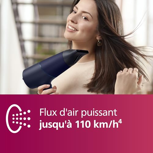 Philips 5000 Series - sèche-cheveux, technologie ThermoShield, ionique, 2 300 W, bleu métallique, avec concentrateur de 9 mm et 11 mm, diffuseur de volume, BHD510/20 – Image 4