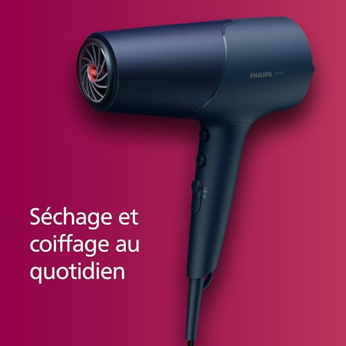 Philips 5000 Series - sèche-cheveux, technologie ThermoShield, ionique, 2 300 W, bleu métallique, avec concentrateur de 9 mm et 11 mm, diffuseur de volume, BHD510/20 – Image 8