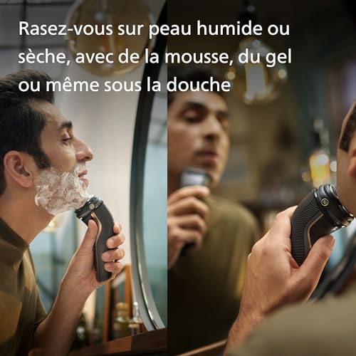 Philips Electric Shaver Series 3000 - Rasoir électrique Wet & Dry pour hommes avec technologie SkinProtect, Tondeuse rétractable, Socle de recharge, Housse de voyage, Noir, modèle S3342/13 – Image 7