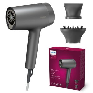 Philips Sèche-cheveux Série 7000, technologie ThermoShield Advanced anti chaleur extrême, ions minéraux réduisant les dommages causés par les UV, concentrateur et diffuseur (modèle BHD713/10)