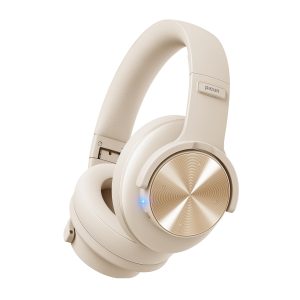 Picun B8 Casque Bluetooth sans fil 120H avec 3 modes d'égaliseur, faible latence, appels mains libres, casque supra-auriculaire pour voyage, maison, bureau, téléphone portable, PC, kaki blanc
