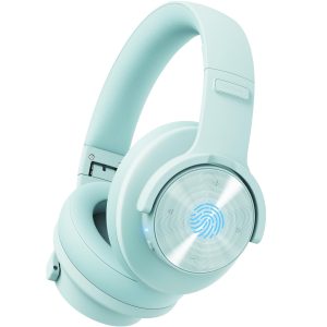 Picun B8 Casque supra-auriculaire Bluetooth, 120 heures de lecture avec 3 modes d'égalisation, faible latence, appels mains libres, basses profondes pour voyage, maison, bureau et PC (cyan)