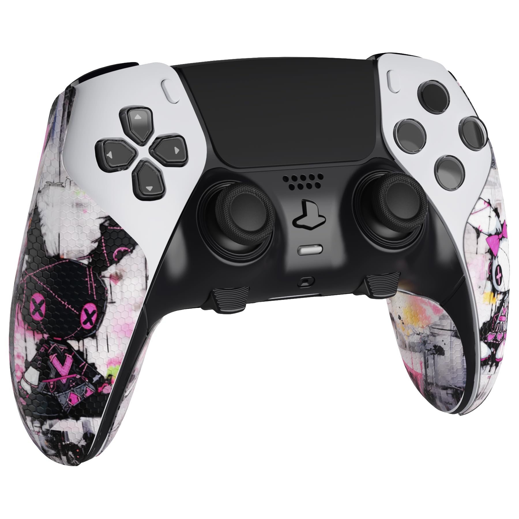 PlayVital Protection pour ps5 Edge Grip Manette Sticker,Autocollant Skin pour ps5 Edge Controller Accessoires,Antidérapante Souple PU-Lapin Punk Mignon