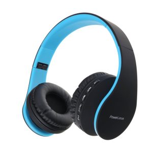 PowerLocus Casque Bluetooth sans Fil avec Micro Intégré - Hi-Fi Stéréo, Micro SD/TF, FM Radio - Pliable pour iPhone/Android/iPad/Ordinateurs Portables (Noir/Bleu)
