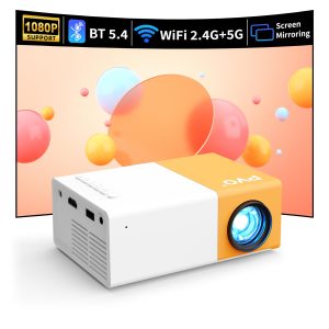 Projecteur, projecteur PVO WiFi, l'écran du téléphone Peut être Miroir sans Fil sur Le projecteur, Compatible avec Les Pilotes Smartphone/Tablette/Ordinateur Portable/TV Stick/USB (YG300ProMax)