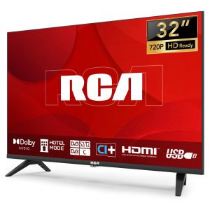 RCA TV 32 Pouces (80 cm) sans Bord LED HD Téléviseurs avec Triple Tuner (DVB-T/T2-C-S/S2), HDMI, CI+, Lecteur Multimédia USB, Mode Hôtel, Dolby Audio (NRB32HQ1, 2024)