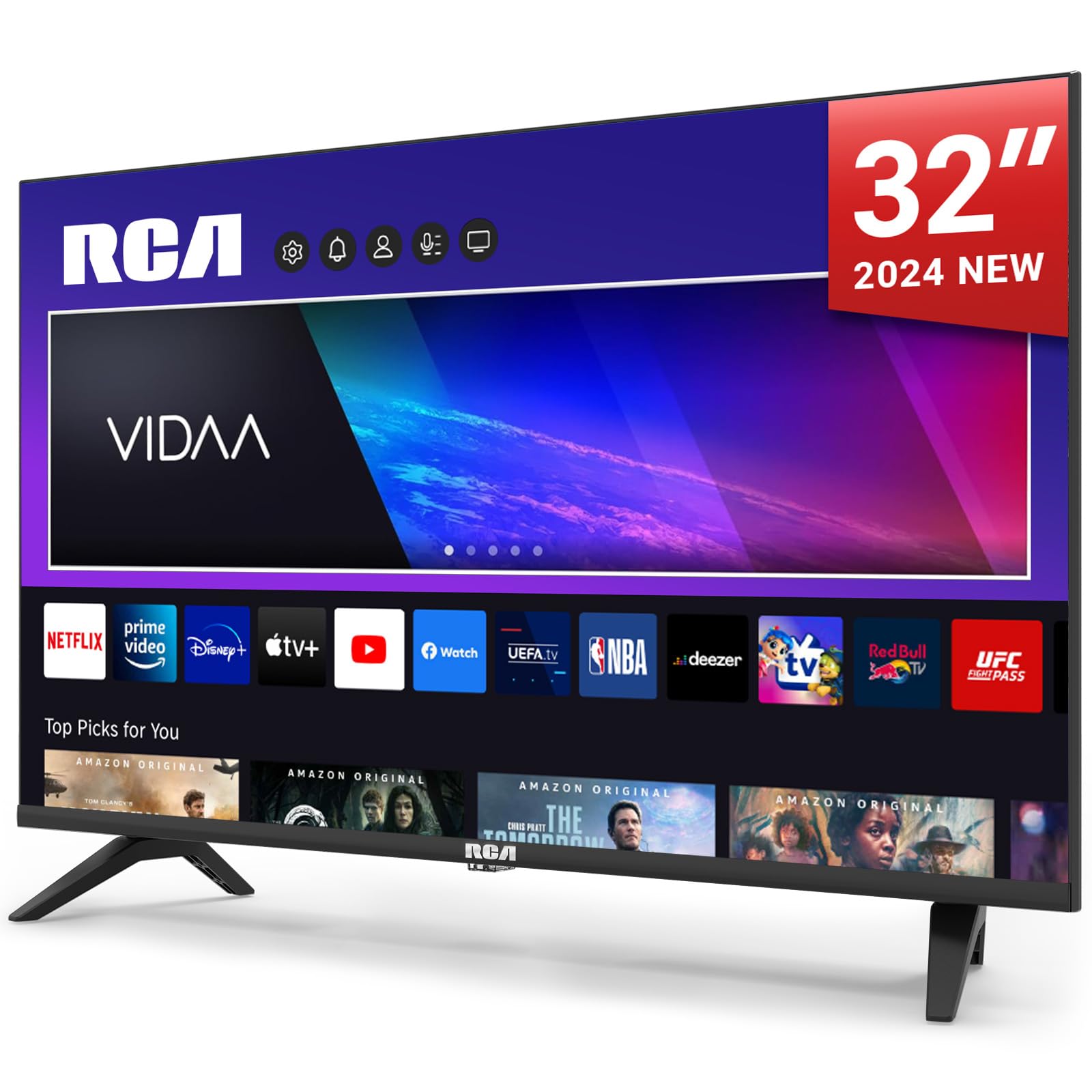 RCA VRS32HQ1 Smart TV 32 Pouces (80 cm) WiFi VIDAA Connectée Téléviseurs sans Bord avec Triple Tuner(DVB-C/S2/-T2), Molotov, Netflix, Prime Video, Disney+, Youtube - 2024