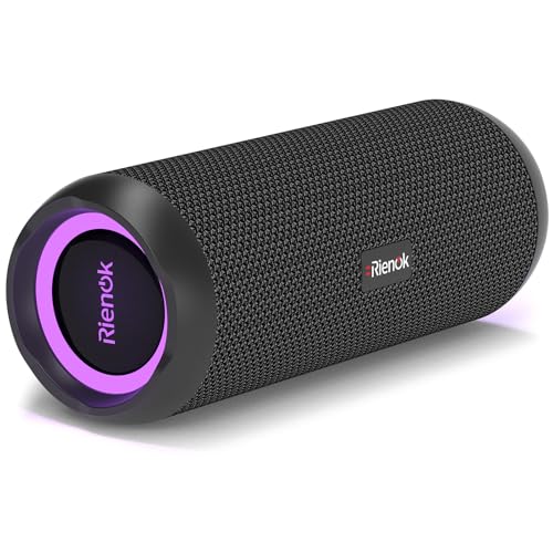RIENOK Enceinte Portable Bluetooth aux Basses Renforcées, 30H, Bluetooth 5.3, 30W Enceinte Puissante, IPX7, AUX, TF Carte, pour Fêtes/Voyage/Extérieur, Noir – Image 5
