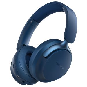 RORSOU B8 Casque Bluetooth Supra-auriculaire, 6 Modes de Musique EQ et 50 Heures de Lecture, Basses Profondes, Casque sans Fil avec Micro, Casque stéréo HiFi léger et Pliable pour Noir Bleu