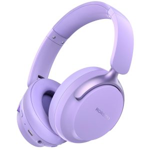 RORSOU B8 Casque Bluetooth Supra-auriculaire, 6 Modes de Musique EQ et 50 Heures de Lecture, Basses Profondes, Casque sans Fil avec Micro, Casque stéréo HiFi léger et Pliable pour Violet