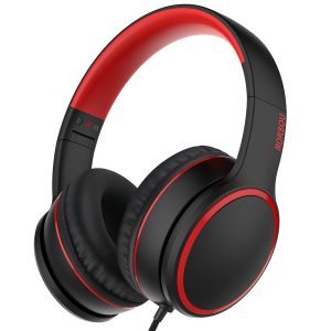 RORSOU R10 Casques Supra-Auriculaires avec Microphone, écouteurs stéréo à Graves Pliables et légers avec Cordon Anti-enchevêtrement de 1,5 m, Casques filaires Portables Noir