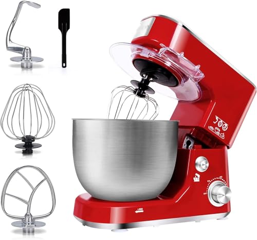 ROYALTY LINE, Robot Multifonction 1000W Rouge RLPKM7004722S-RED, Bol en Acier Inoxydable 4L, 6 Vitesses, Mouvement Planétaire, Accessoires Inclus, Idéal pour Pâtisserie et Cuisine – Image 2