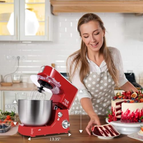 ROYALTY LINE, Robot Multifonction 1000W Rouge RLPKM7004722S-RED, Bol en Acier Inoxydable 4L, 6 Vitesses, Mouvement Planétaire, Accessoires Inclus, Idéal pour Pâtisserie et Cuisine – Image 6