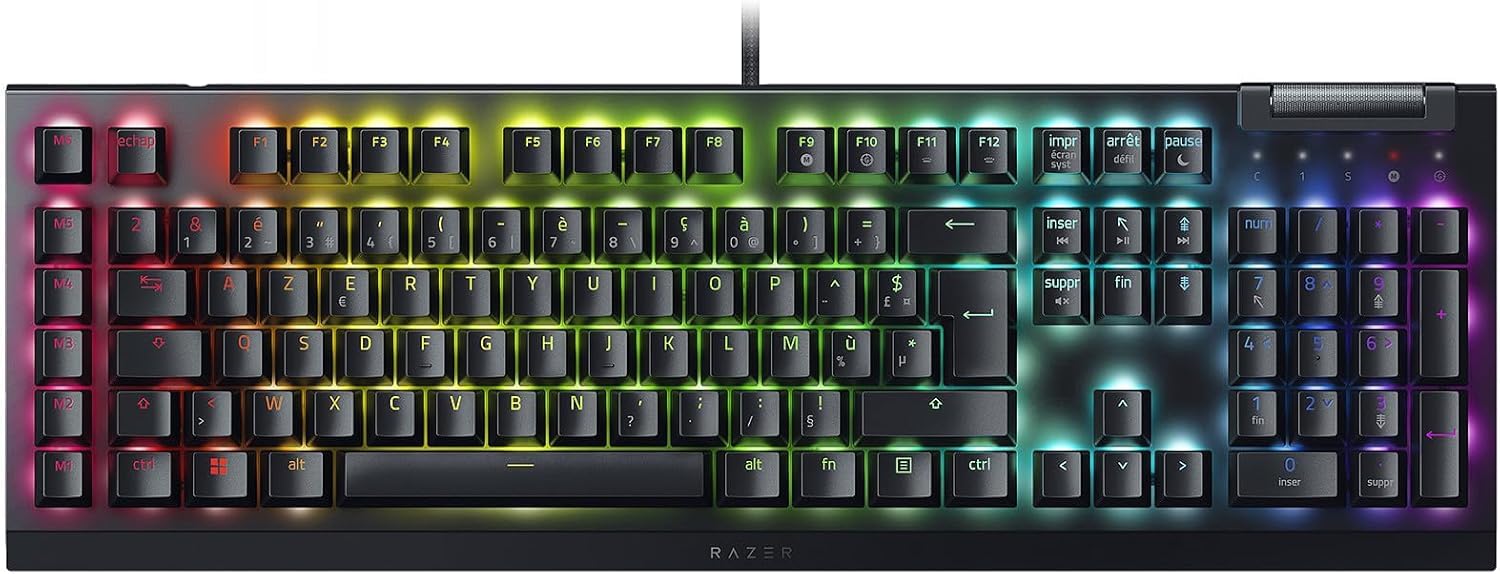 Razer BlackWidow V4 X - Clavier Gaming Mécanique Chroma RGB (Switchs Mécaniques Verts, 6 Touches Macros Dédiées, Touches ABS à Double Injection) AZERTY FR-Layout | Noir