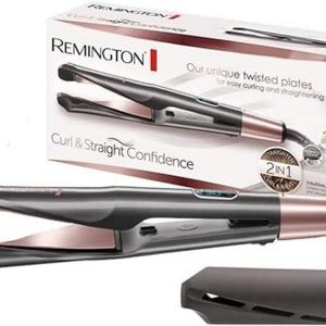 Remington Lisseur Cheveux [Multifonction: lissage, boucles & ondulations] Curl&Straight Confidence (Design twisté, Céramique Tourmaline Ultra, 5 Réglages de température 150-230°C) Fer à lisser S6606B