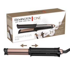 Remington ONE Lisseur & boucleur cheveux [2-en-1]Embouts flexibles en céramique (Lisser, boucler 32 mm & ondulations, contrôle de température 150-230°C, vérouillage des plaques, arrêt auto.) S6077