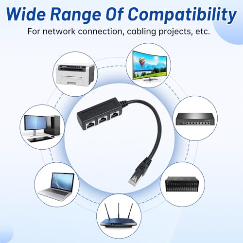 Repartiteur RJ45 pour Câble Ethernet - 1 Mâle vers 3 Femelles, Adaptateur Réseau Cat5, Cat5e, Cat6, Cat7 (Partage Une Ligne Ethernet, mais ne Prend Pas en Charge Les connexions simultanées) – Image 5