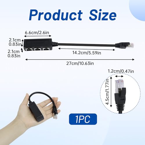 Repartiteur RJ45 pour Câble Ethernet - 1 Mâle vers 3 Femelles, Adaptateur Réseau Cat5, Cat5e, Cat6, Cat7 (Partage Une Ligne Ethernet, mais ne Prend Pas en Charge Les connexions simultanées) – Image 6