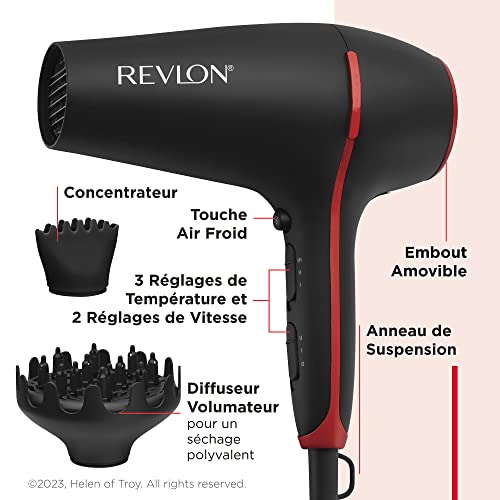 Revlon SmoothStay Sèche-cheveux 2000 W avec infusion d'huile de coco, 2 accessoires (peigne diffuseur et concentrateur), technologie ionique tourmaline céramique - RVDR5317 – Image 5