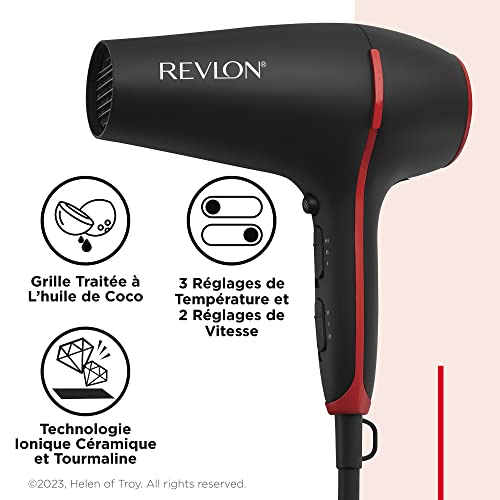Revlon SmoothStay Sèche-cheveux 2000 W avec infusion d'huile de coco, 2 accessoires (peigne diffuseur et concentrateur), technologie ionique tourmaline céramique - RVDR5317 – Image 7