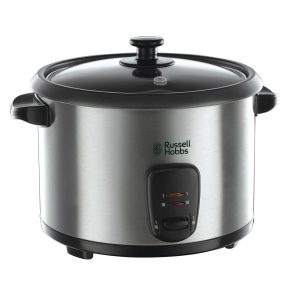 Russell Hobbs Cuiseur de Riz [Grande Capacité] Inox (1,8L, 10 portions, cuillère à riz & Dosette incl., Arrêt & Maintien au Chaud Auto,Idéal aussi pour légumes/poisson etc.,Bol antiadhésif) 19750-56