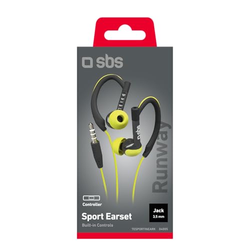SBS Écouteurs intra-auriculaires stéréo Runway Sport avec écouteurs, microphone et bouton de réponse, jaune et noir, taille unique – Image 4