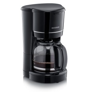 SEVERIN Cafetière Filtre, 900W, 1,4L, Jusqu'à 10 tasses, Système anti-goutte, Filtre permanent amovible, Plaque chauffante, Noir, KA4320