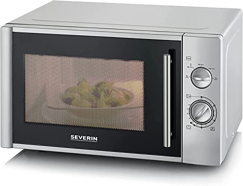 SEVERIN Four à micro-ondes 28 L, - 900 W pour décongeler, chauffer et réchauffer, - avec 5 niveaux de puissance, Minuteur 35 min, Plateau tournant (Ø 31,5 cm), Argent, MW 7772 – Image 2