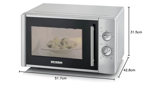SEVERIN Four à micro-ondes 28 L, - 900 W pour décongeler, chauffer et réchauffer, - avec 5 niveaux de puissance, Minuteur 35 min, Plateau tournant (Ø 31,5 cm), Argent, MW 7772 – Image 4