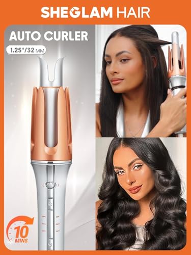 SHEGLAM It-Curl Fer à boucler automatique avec revêtement en céramique, 3 niveaux de température (170-210°C), enrouleur instantané pour boucles (32mm) – Image 3