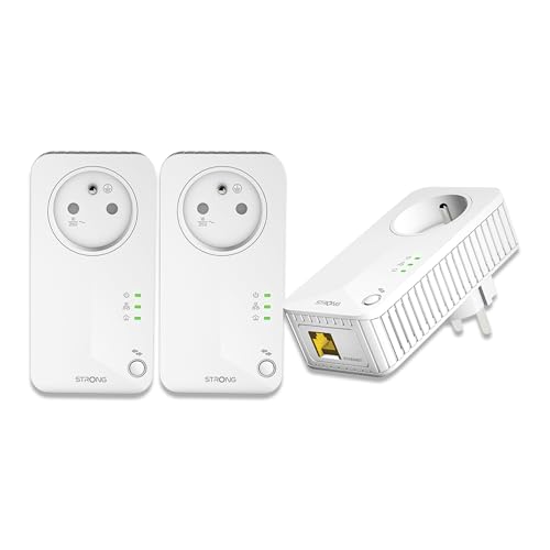 STRONG - Powerline 600 Kit - Trio Prises CPL - Kit CPL - 600 Mbps - Compatible Toute Box/Routeur - 1 Port Ethernet + Prise Filtrée - Installation Rapide - Accès Internet Haut Débit PL600TRIFRV2 – Image 2
