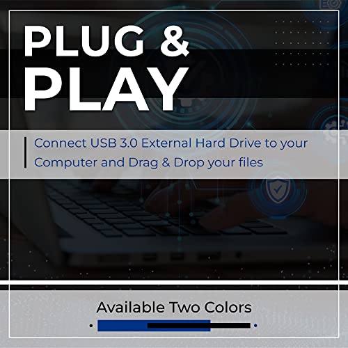 SUHSAI Disque Dur Externe Portable 1To HDD de Sauvegarde 2,5" Disque Dur Externe USB 3.0 Stockage de données, Compatible pour Ordinateur Portable, PC, Mac, fenêtre, Console de Jeu – Bleu – Image 3