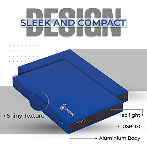 SUHSAI Disque Dur Externe Portable 1To HDD de Sauvegarde 2,5" Disque Dur Externe USB 3.0 Stockage de données, Compatible pour Ordinateur Portable, PC, Mac, fenêtre, Console de Jeu – Bleu – Image 4