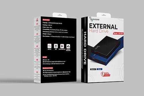 SUHSAI Disque Dur Externe Portable 1To HDD de Sauvegarde 2,5" Disque Dur Externe USB 3.0 Stockage de données, Compatible pour Ordinateur Portable, PC, Mac, fenêtre, Console de Jeu – Bleu – Image 8