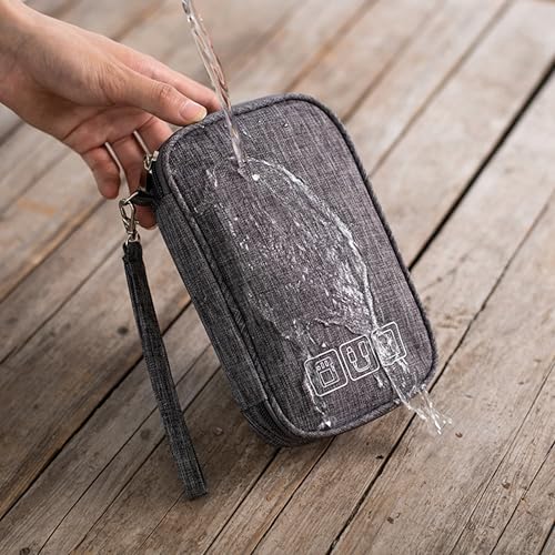 Sac de Rangement Câbles Petit Electroniques Portable Pochette Rangement Imperméable Organisateur pour Banque d'alimentation Fil d'écouteur USB 18,5x11,5x2,5 cm Gris – Image 8