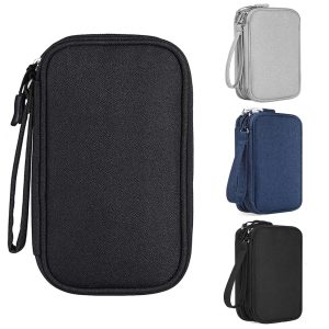 Sac de rangement pour câbles, organiseur de câbles, organiseur de câbles universel, accessoire de voyage multifonction, pour câble de charge, batterie externe, USB, carte SD, câble de charge, Noir