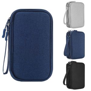 Sac de rangement pour câbles, organiseur de câbles, organiseur de câbles universel, accessoire de voyage multifonction, pour câble de charge, batterie externe, USB, carte SD, câble de charge, bleu