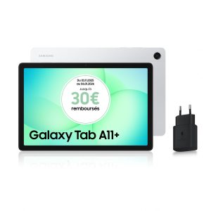 Samsung Galaxy Tab A11+ WiFi 11" 128Go, Tablette Android IA, Design Fin et Épuré, Écran 90Hz, RAM 6 Go, 4 Haut-Parleurs, Dolby Atmos, Argent, Chargeur Secteur Rapide 25W Inclus, Version FR