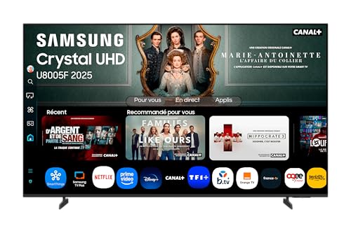 Samsung TV 55 Pouces Crystal UHD 55U8075F 4K Smart TV, Bluetooth, WiFi, Airplay, Crystal Processor 4K, HDR, Q-Symphony, Knox Security, Gaming Hub, Bixby, Applications opérateurs intégrées – Image 2