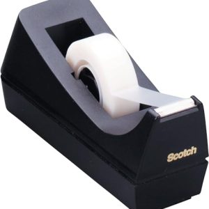Scotch Distributeur de Ruban Adhésif Rechargeable C38, Noir - Idéal pour l'École, la Maison et le Bure