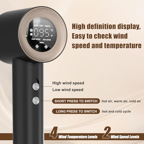 Seche Cheveux, Sèche Cheveux Professionnel Avec Moteur Haute Vitesse 140000 TR/Min, Flux 65 m/s, 300 Millions Ionique Négatifs, Secador 59 dB à Faible Bruit Pour Maison et Voyages, Noir – Image 6