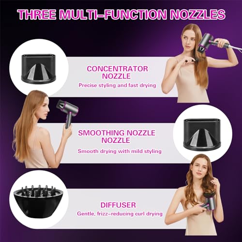 Sèche-cheveux Ionique Séchage Rapide avec Fonction Froid/Chaud, 3 Vitesses 2400W Silencieux et Puissant, Concentrateurs & Diffuseur, Parfait pour Maison, Salon et Voyage – Image 6