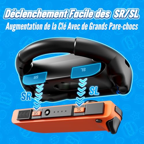 Shadowin Lot de 2 volants compatibles avec Nintendo Switch et OLED Joy-Con, accessoires de manette Joycon pour Mario Kart 8 Deluxe (Noir) – Image 4