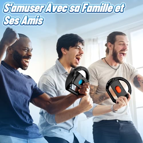 Shadowin Lot de 2 volants compatibles avec Nintendo Switch et OLED Joy-Con, accessoires de manette Joycon pour Mario Kart 8 Deluxe (Noir) – Image 8