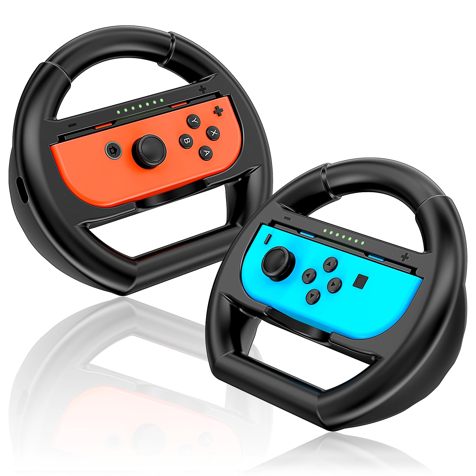 Shadowin Lot de 2 volants compatibles avec Nintendo Switch et OLED Joy-Con, accessoires de manette Joycon pour Mario Kart 8 Deluxe (Noir)
