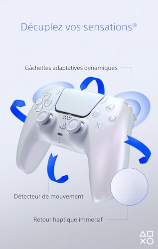 Sony, Manette PlayStation 5 officielle DualSense, Sans fil, Batterie rechargeable, Bluetooth, Compatible avec PS5, Couleur : Chroma Pearl – Image 4