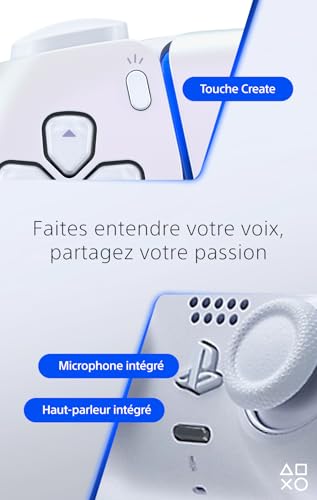 Sony, Manette PlayStation 5 officielle DualSense, Sans fil, Batterie rechargeable, Bluetooth, Compatible avec PS5, Couleur : Chroma Pearl – Image 5
